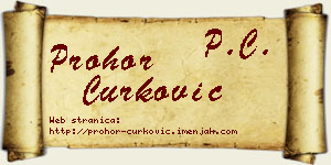 Prohor Ćurković vizit kartica